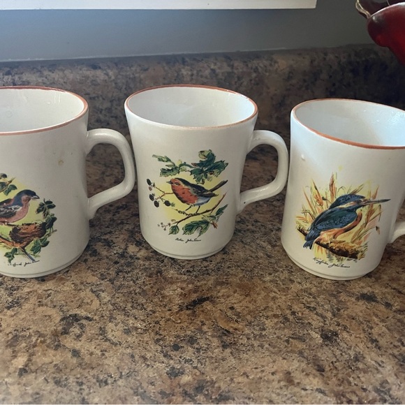 Vintage Bird Design Ceramic Mug Set - Picture 1 of 5